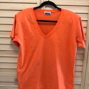 CONTEMPO CASUALS vintage V-neck T-shirt w/shoulder‎ pads, oversized, blousy